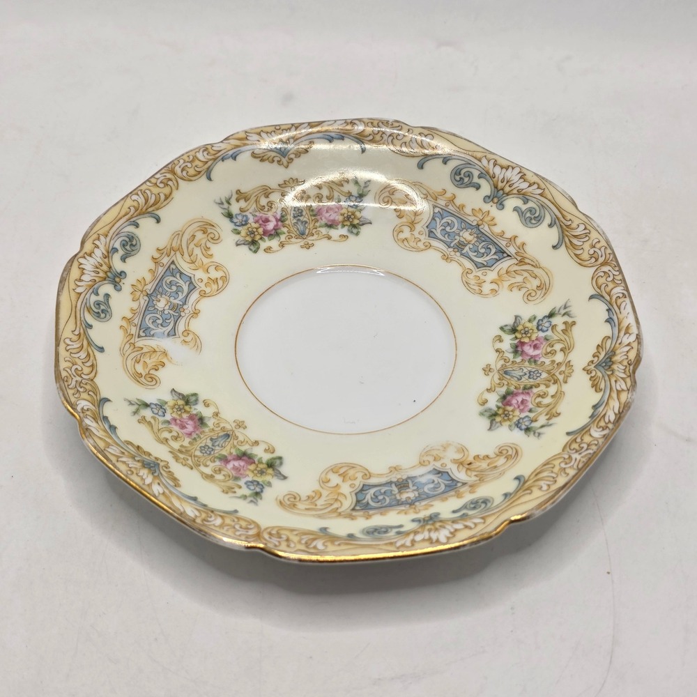 Noritake Saucer Grandeur 3870 Gold Scroll Floral Scalloped Vintage Japan China
